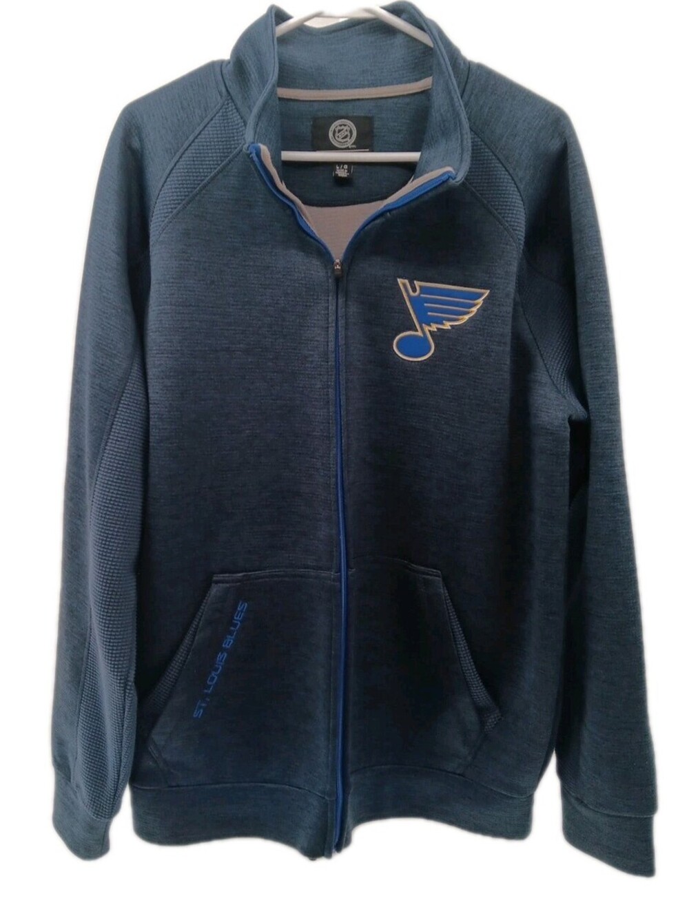 St. Louis Blues Jacket Mens Large Navy Blue Full Zip Fleece NHL G3 Carl Banks